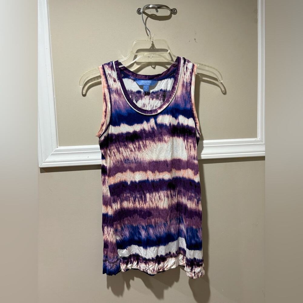 Simply Vera Vera Wang Purple and White Tie-Dye Tank Top